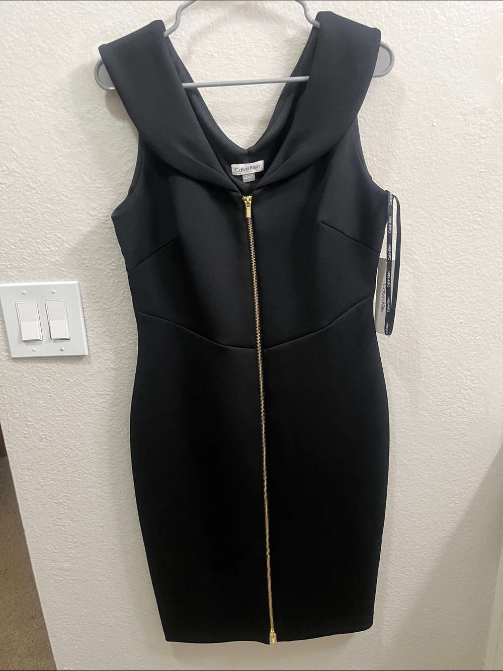 Calvin Klein Black Zip-Front Sheath Dress